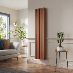 Lulea 1800 x 410mm Metallic Bronze Double Flat Panel Vertical Designer Radiator