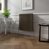 Bern 600 x 605mm Black Gold Triple Column Horizontal Traditional Radiator