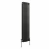 Bern 1500 x 380mm Black Silver Triple Column Vertical Traditional Radiator