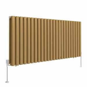Norden 600 x 1417mm Metallic Gold Double Oval Column Horizontal Designer Radiator