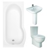 RAK Tonique Close Coupled Closed Back Modern Bathroom Suite with P-Shape Shower Bath - Choice of Size and Panel