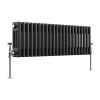 Bern 300 x 1010mm Black Silver Triple Column Horizontal Traditional Radiator
