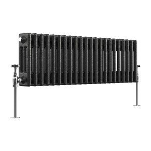 Bern 300 x 1010mm Black Silver Triple Column Horizontal Traditional Radiator