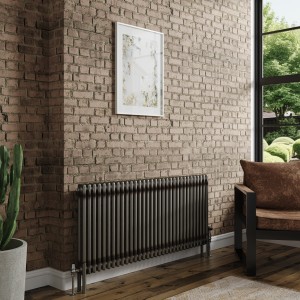 Bern 600 x 1460mm Raw Metal Double Column Horizontal Traditional Radiator