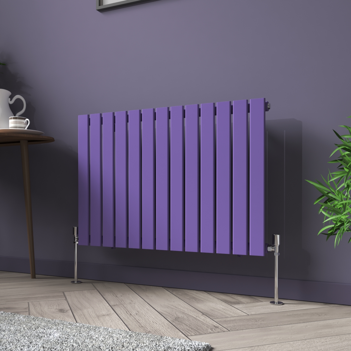 Karlstad 600 x 886mm Elegant Purple Single Horizontal Flat Panel Designer Radiator