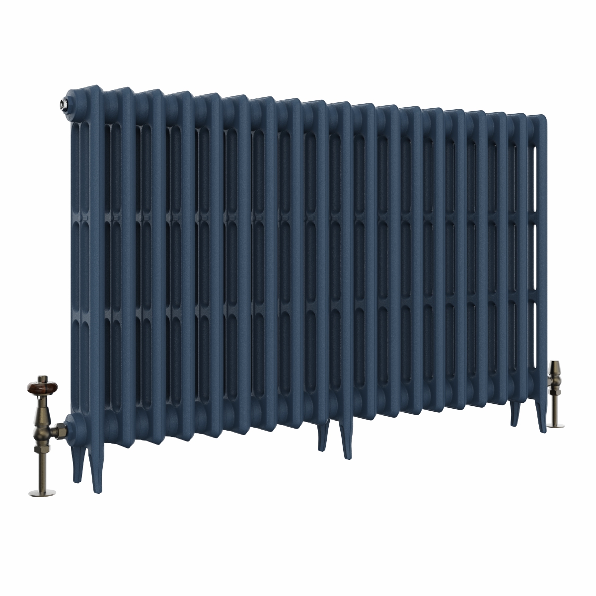 Classic  745 x 1212mm Farrow & Ball Hague Blue Triple Column Cast Iron Radiator - 19 Sections