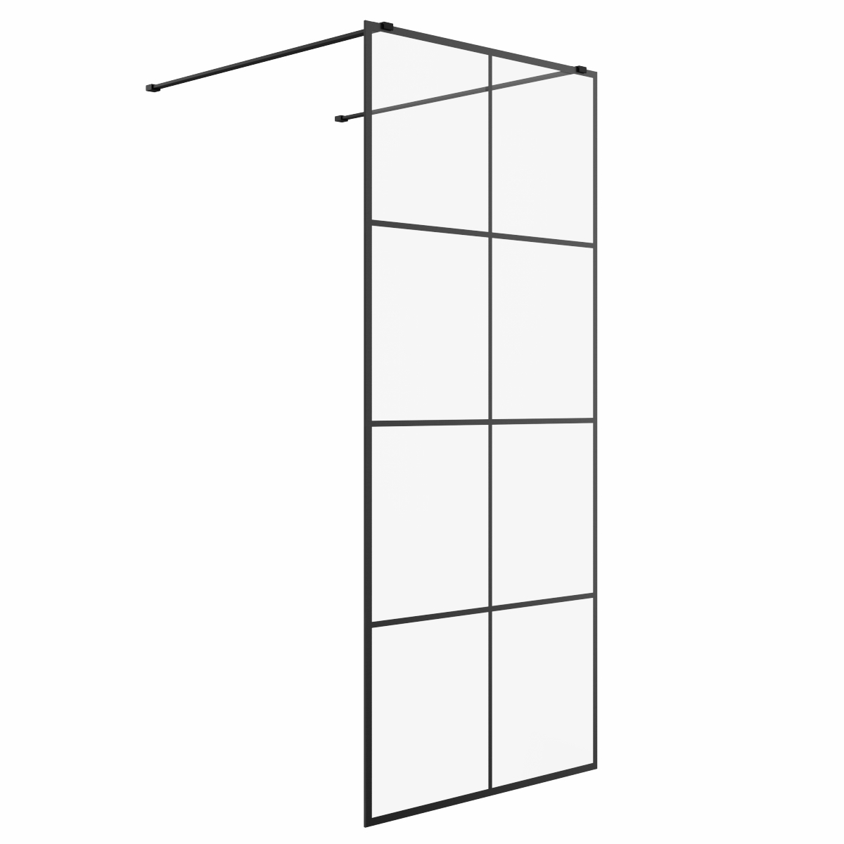 Wasdale 900mm Black Grid Walk Through Wet Room Screen