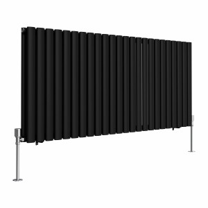 Norden 600 x 1417mm Black Double Horizontal Oval Tube Designer Radiator