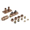 Terma Twins Left Sided All in One Integrated 50mm Valve with Pipe Masking Set for Hex Radiator Bright Copper
