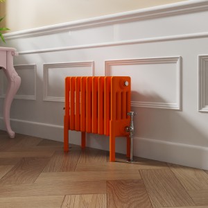 Bern 300 x 425mm Traditional Bright Orange Horizontal Four Column Radiator