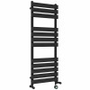 Juva 1200 x 450mm Satin Dual Fuel Black Flat Panel Thermostatic Touch Control Electric Heated Towel Rail