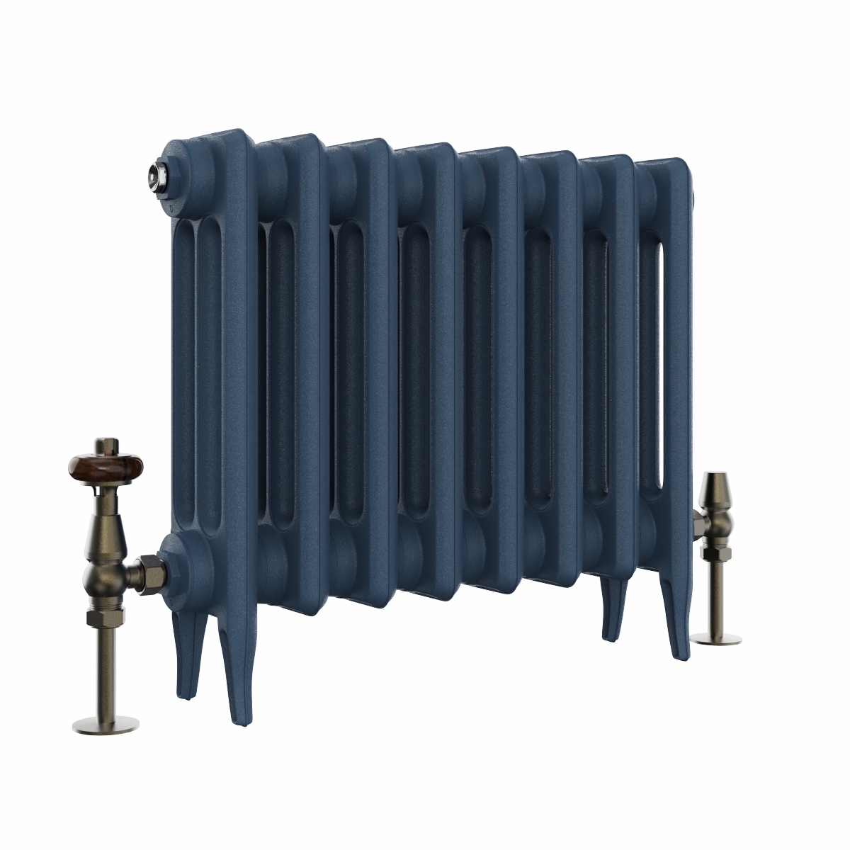 Classic  450 x 530mm  Farrow & Ball Hague Blue Triple Column Cast Iron Radiator - 8 Sections