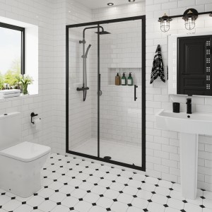 Ennerdale - 1200mm Single Sliding Shower Door - Black