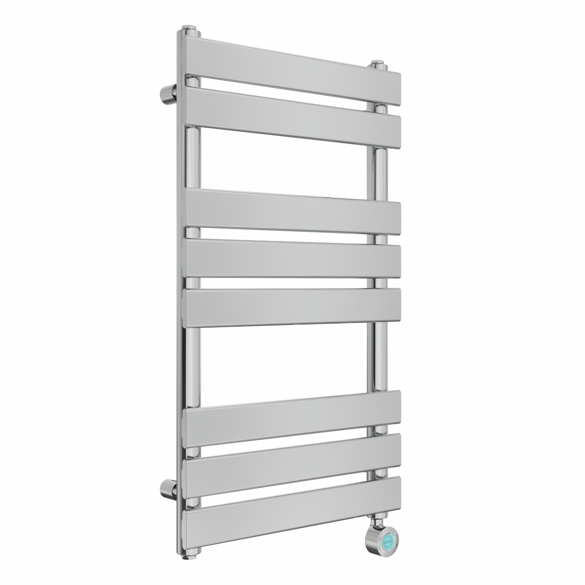Juva 800 x 450mm Chrome Flat Panel Thermostatic Touch Control Electric Heated Towel Rail