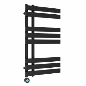 Koli 800 x 450mm Black Thermostatic Touch Control Electric Heated Towel Rail