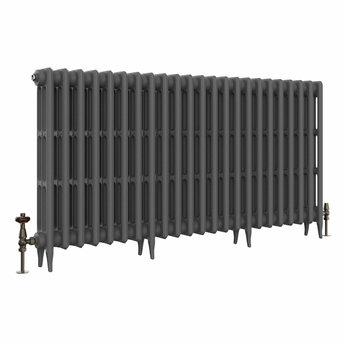 Classic  745 x 1460mm Farrow & Ball Railings Grey Triple Column Cast Iron Radiator - 23 Sections