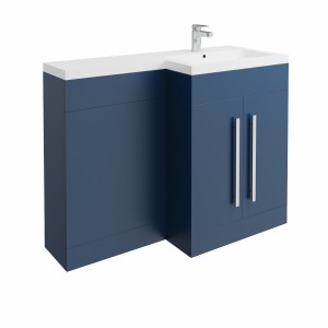 Calm Matt Blue Right Hand Combination Vanity Set (No Concealed Cistern, No Toilet)