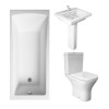 RAK Resort Mini Open Back Toilet with 550mm Basin Modern Bathroom Suite and Single Ended Bath - 1800 x 800mm