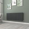 Norden 600 x 1594mm Anthracite Double Horizontal Oval Tube Designer Radiator