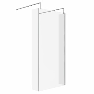 Wasdale 1000mm Chrome Walk Through Wet Room Screen with 215mm Hinged Return Screens & L- Shape Support Arms