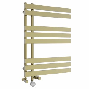 Koli 800 x 600mm Dual Fuel Brushed Brass Thermostatic Touch Control Electric Heated Towel Rail