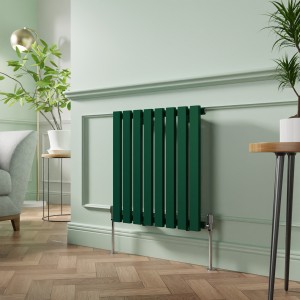 Lulea 600 x 550mm Moss Green Single Flat Panel Horizontal Designer Radiator