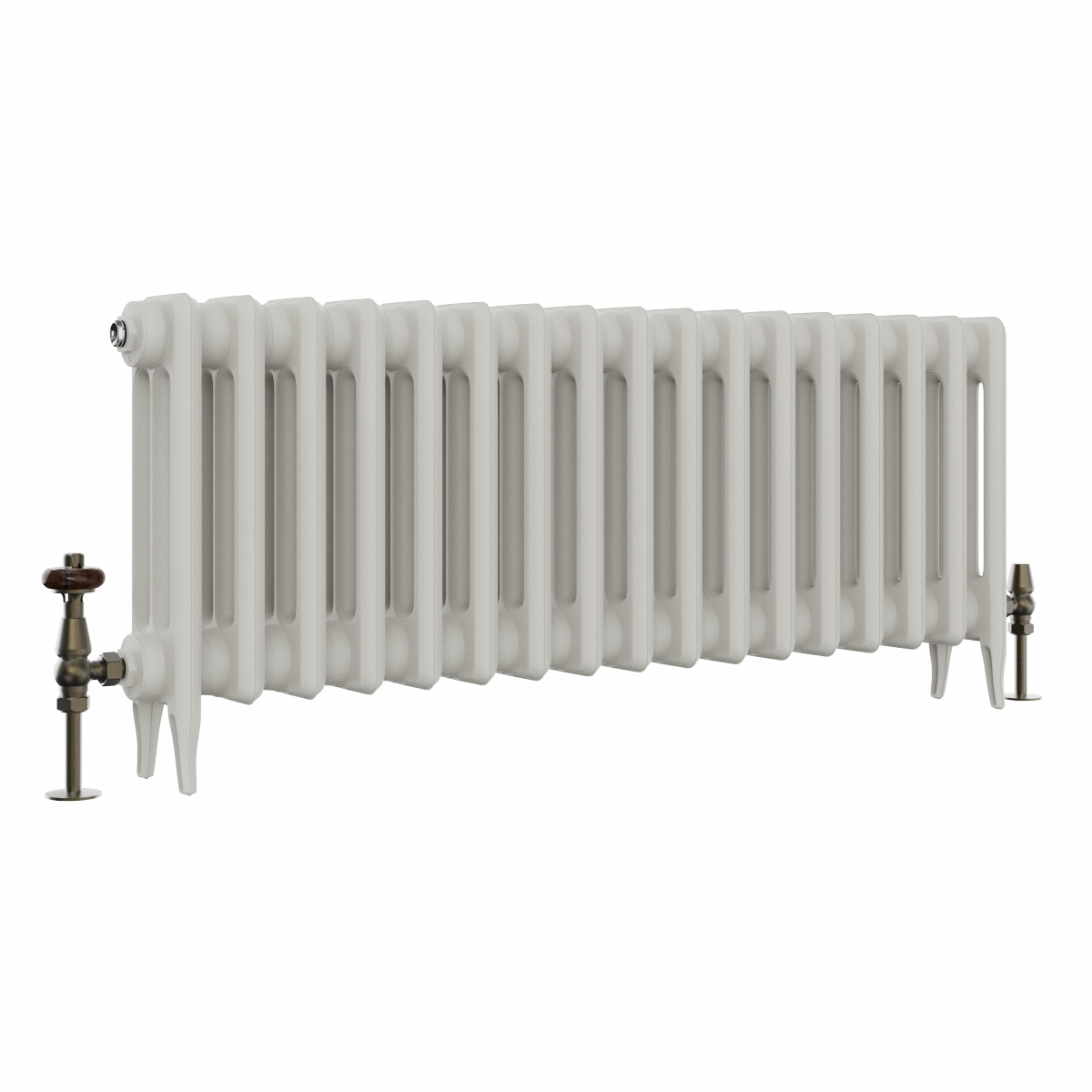 Classic  450 x 1088mm Porcelain White Triple Column Cast Iron Radiator - 17 Sections