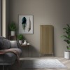 Karlstad 1600 x 682mm Black Gold Single Vertical Flat Panel Designer Radiator