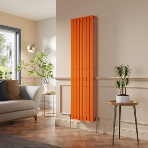 Lulea 1800 x 480mm Bright Orange Single Flat Panel Vertical Designer Radiator