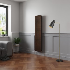 Norden 1600 x 355mm Black Copper Double Vertical Oval Column Designer Radiator