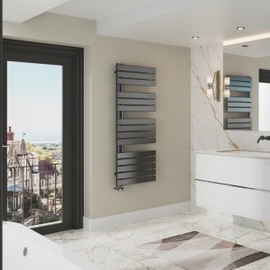 Kristiansund 1380 x 500mm Designer Towel Rail - Gunmetal