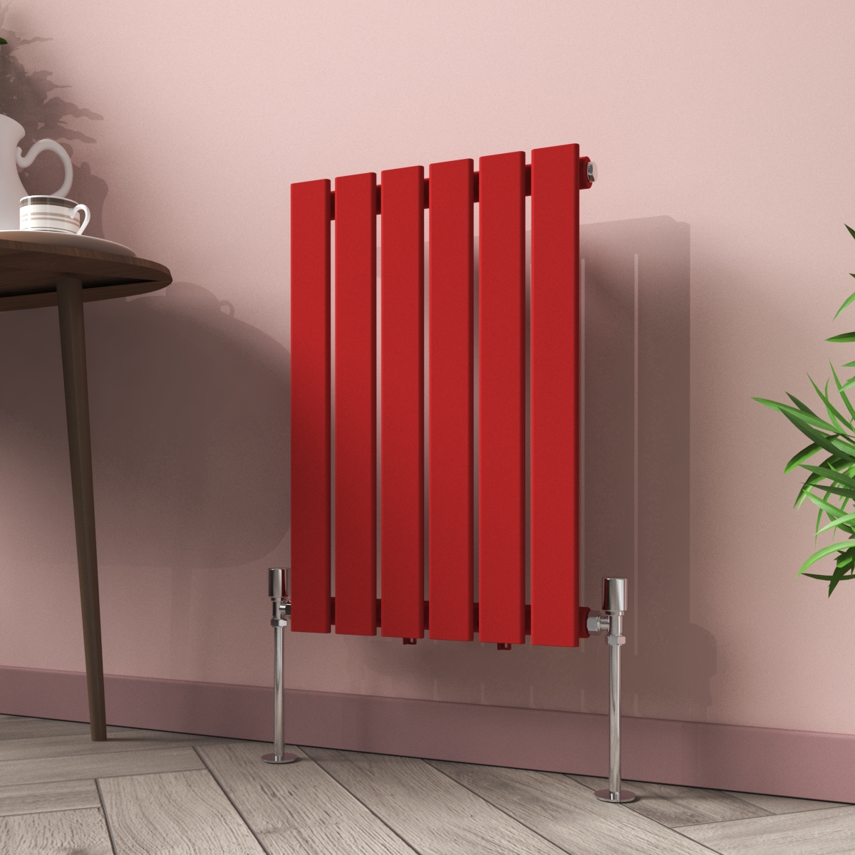 Karlstad 600 x 410mm Signal Red Single Flat Panel Horizontal Designer Radiator