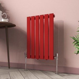 Karlstad 600 x 410mm Signal Red Single Flat Panel Horizontal Designer Radiator