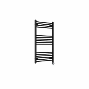 Bergen 1000 x 600mm Straight Black Thermostatic Touch Control Electric Heated Towel Rail