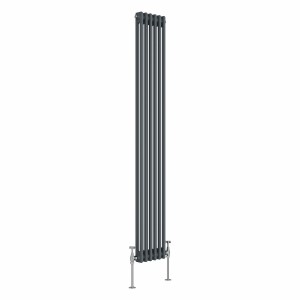 Bern 1800 x 290mm Anthracite Double Column Vertical Traditional Radiator