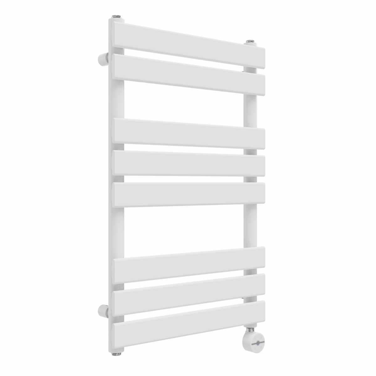 Juva 800 x 500mm White Flat Panel Thermostatic Touch Control Electric Heated Towel Rail