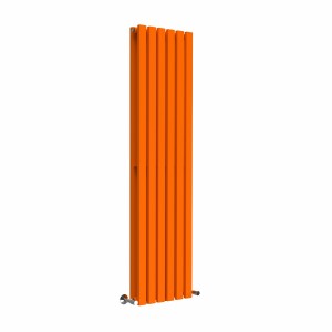 Lulea 1600 x 410mm Bright Orange Double Flat Panel Vertical Designer Radiator