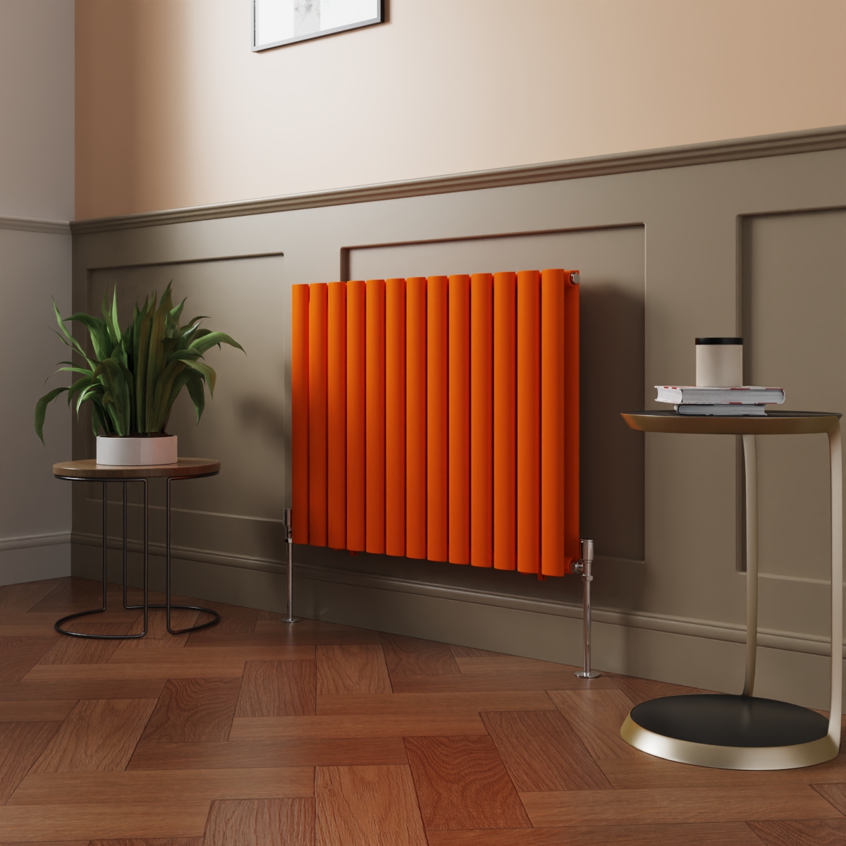 Norden 600 x 768mm Bright Orange Double Oval Column Horizontal Designer Radiator