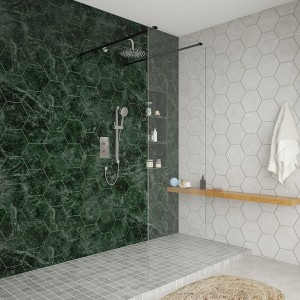 Wasdale 700mm Black Walk Through Wet Room Screen