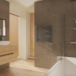 Fjord 600 x 600mm Curved Anthracite Heated Towel Rail