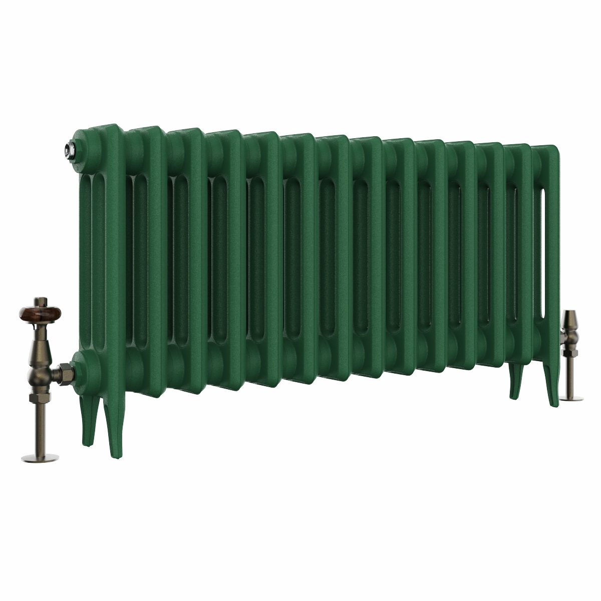 Classic  450 x 902mm  Farrow & Ball Duck Green Triple Column Cast Iron Radiator - 14 Sections