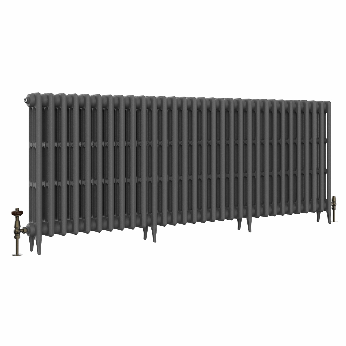 Classic  745 x 1956mm Farrow & Ball Railings Grey Triple Column Cast Iron Radiator - 31 Sections