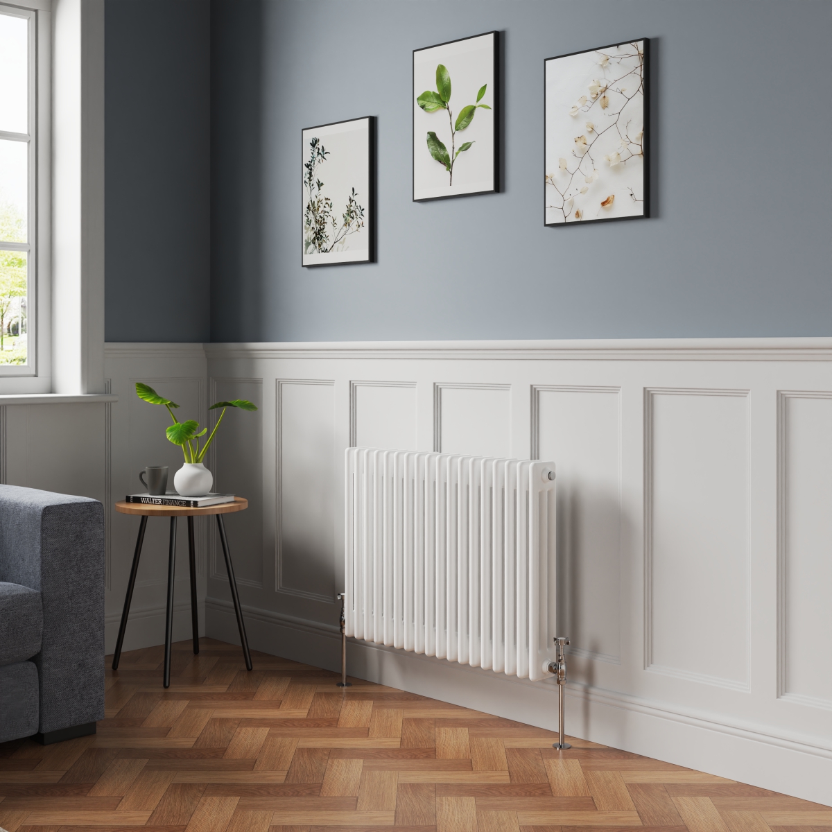 Bern 600 x 830mm White Triple Column Horizontal Traditional Radiator