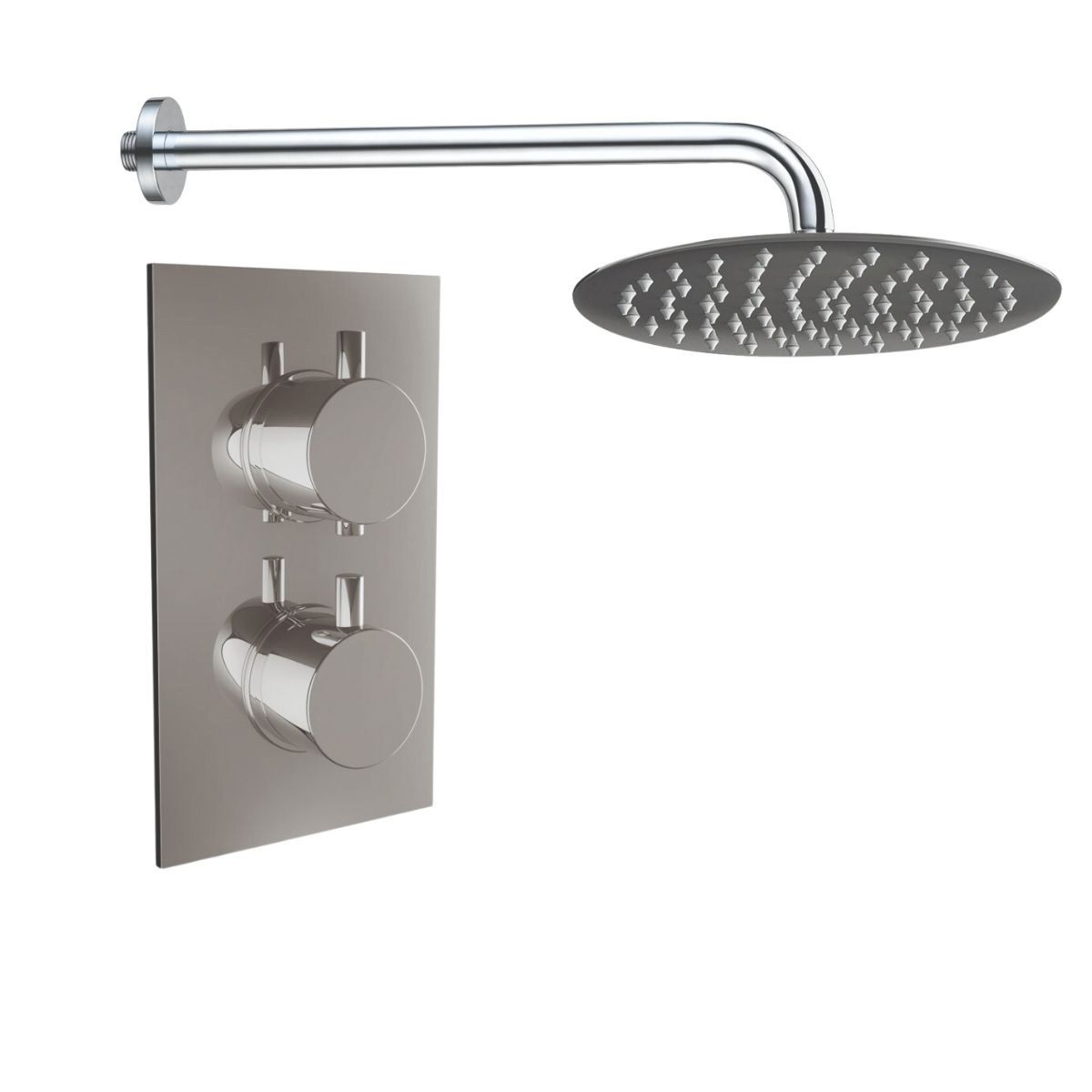 Thurso Chrome Twin Round Handle Concealed Valve with 300mm Round Shower Head (1 Outlet)