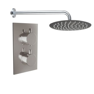 Thurso Chrome Twin Round Handle Concealed Valve with 300mm Round Shower Head (1 Outlet)