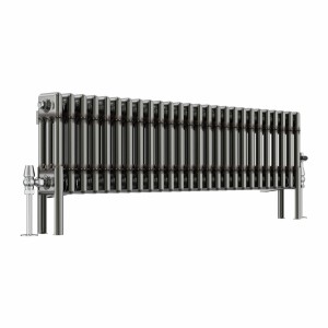 Bern 300 x 1190mm Raw Metal Triple Column Horizontal Traditional Radiator