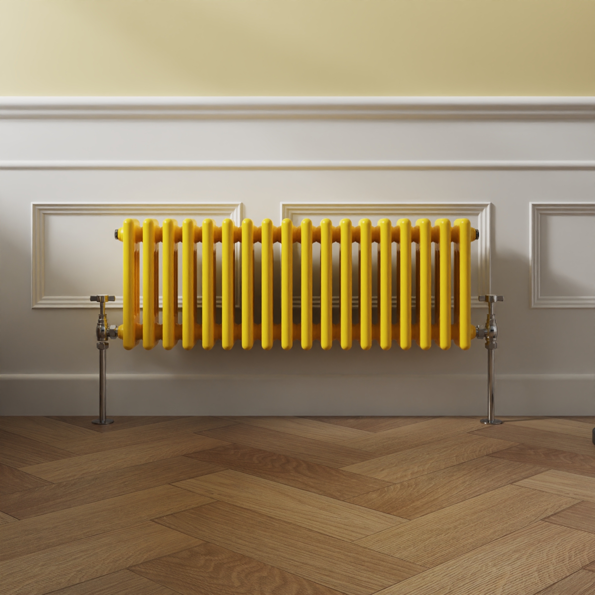 Bern 300 x 830mm Zinc Yellow Triple Column Horizontal Traditional Radiator
