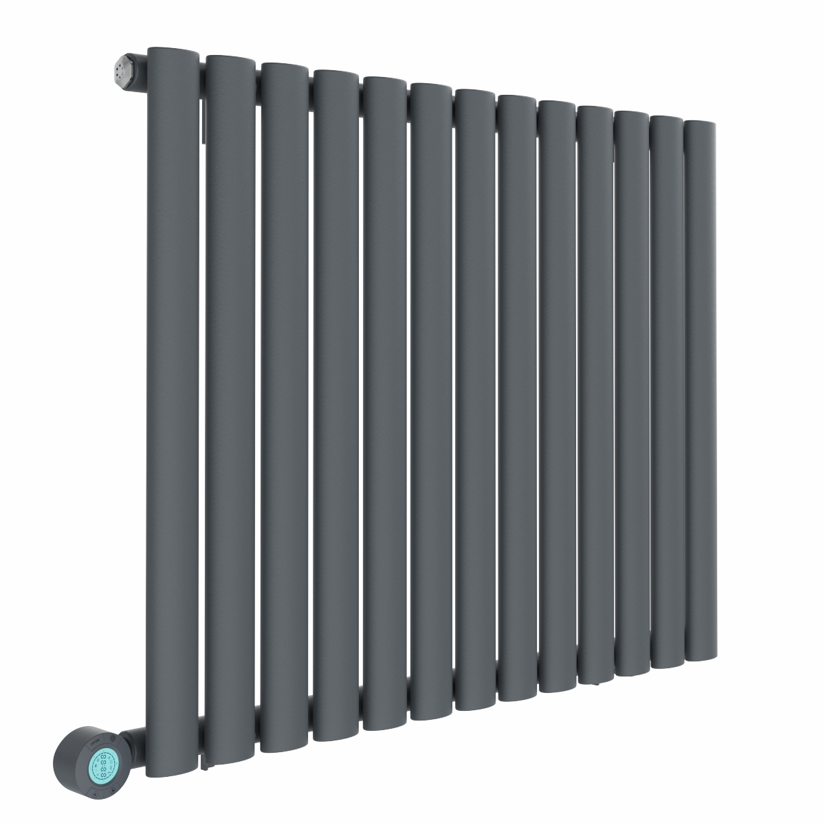 Norden 600 x 768mm Anthracite Horizontal Oval Tube Wifi Electric Radiator - 800W