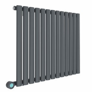 Norden 600 x 768mm Anthracite Horizontal Oval Tube Wifi Electric Radiator - 800W