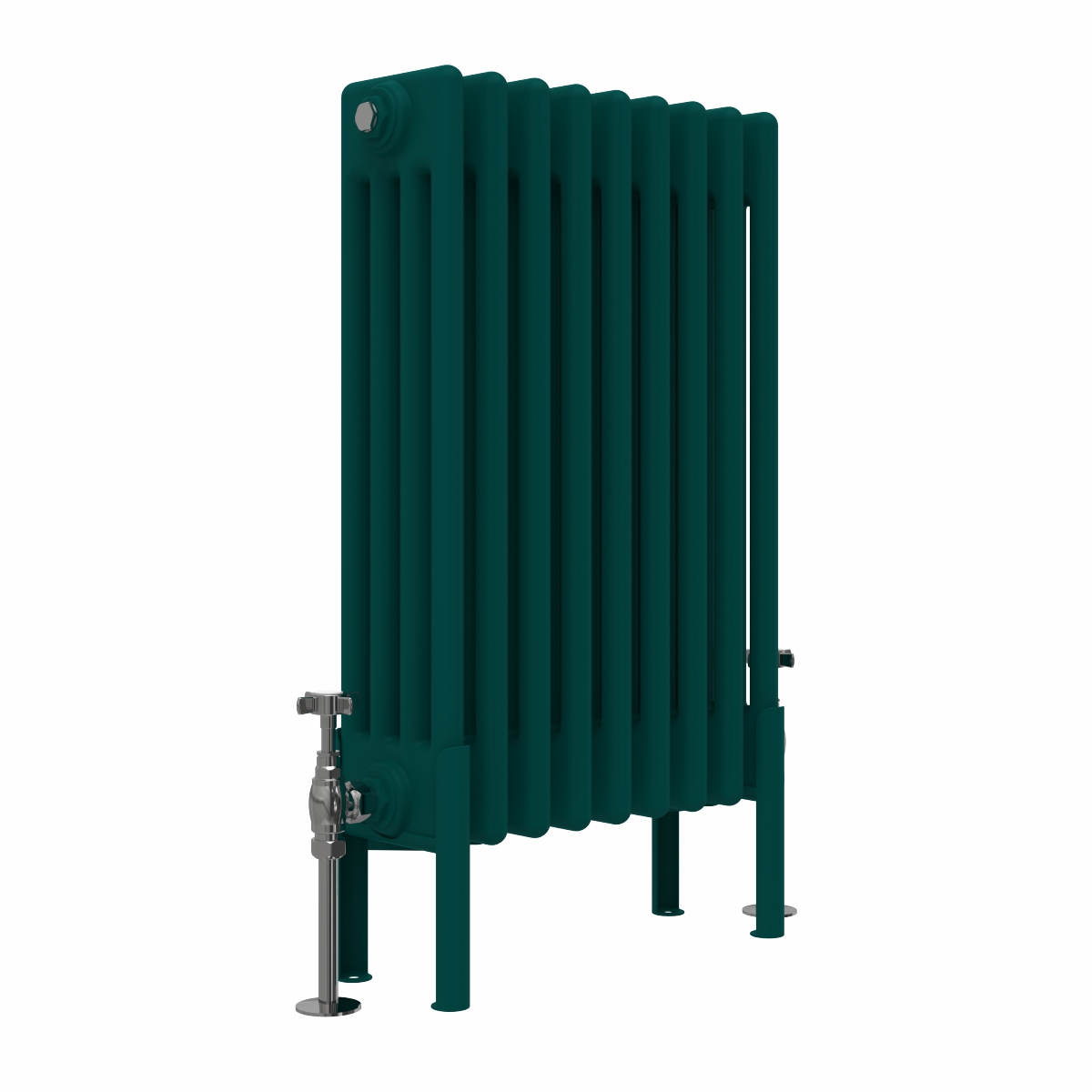 Bern 600 x 425mm Traditional Blue Green Horizontal Four Column Radiator